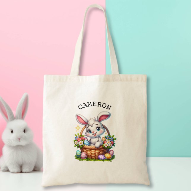 Bolso De Tela Un dulce conejito de Pascua Personalizado en una c (Subido por el creador)
