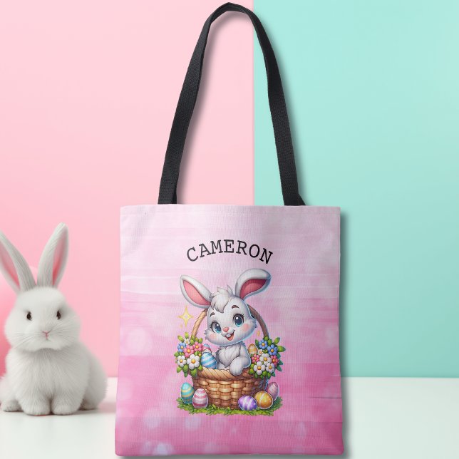 Bolso De Tela Un dulce conejito de Pascua Personalizado en una c (Subido por el creador)
