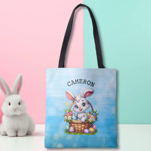 Bolso De Tela Un dulce conejito de Pascua Personalizado en una c