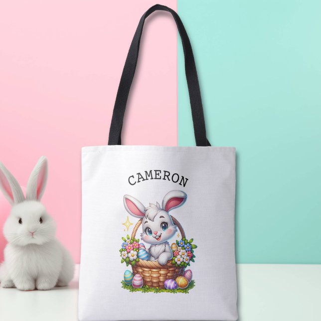 Bolso De Tela Un dulce conejito de Pascua Personalizado en una c (Subido por el creador)