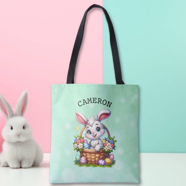 Bolso De Tela Un dulce conejito de Pascua Personalizado en una c (Subido por el creador)