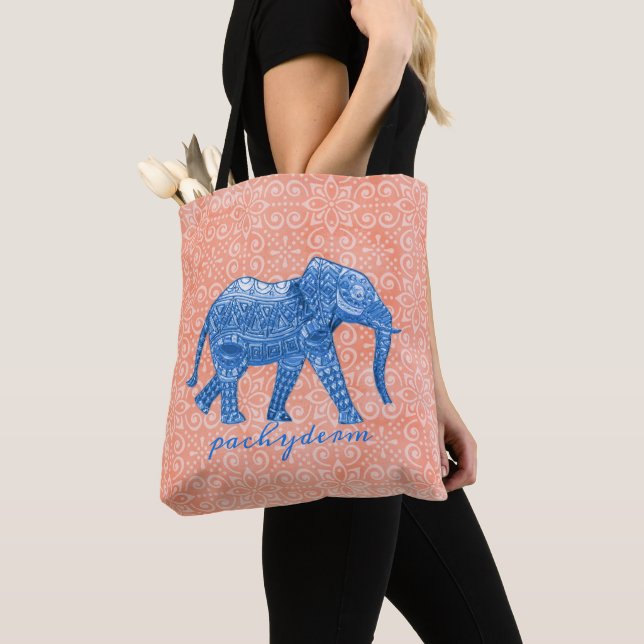Bolso De Tela un elefante azul (Detalle)