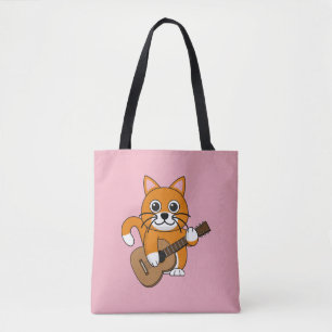 Bolso De Tela Un gato blanco Naranja lindo tocando Personalizado