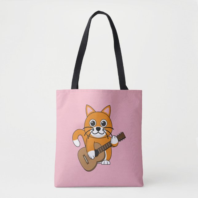 Bolso De Tela Un gato blanco Naranja lindo tocando Personalizado (Anverso)