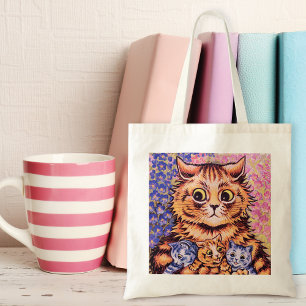 Bolso De Tela Un gato con sus gatitos Louis Wain