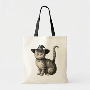 Bolso De Tela Un gato fantasmagórico con el gorra de brujas en H
