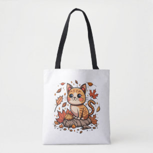 Bolso De Tela Un gato lindo en otoño