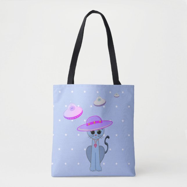 Bolso De Tela Un gato lindo en un Gorra (Anverso)