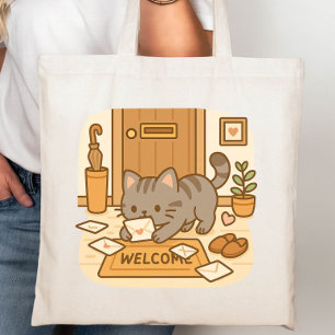 Bolso De Tela Un gato malvado de Kawaii jugando con letras