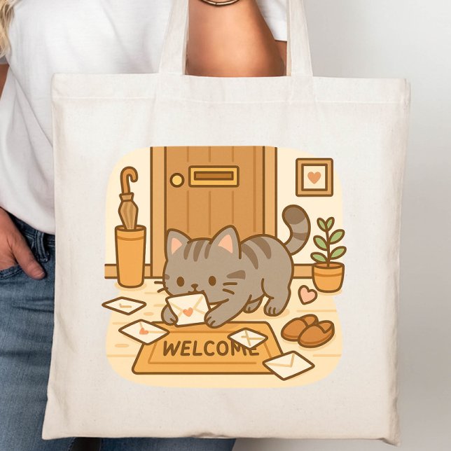 Bolso De Tela Un gato malvado de Kawaii jugando con letras (Subido por el creador)