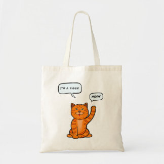 Bolso De Tela Un gato naranja lindo dice "Meow". Tigre 2022