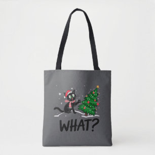 Bolso De Tela Un gato negro gracioso que le da prisa al gato del
