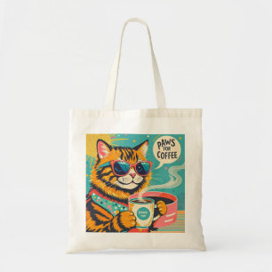 Bolso De Tela Un gato personalizado de estilo retro con vidrio s
