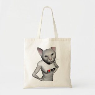 Bolso De Tela Un gracioso gato blanco siamés ama a los ratones