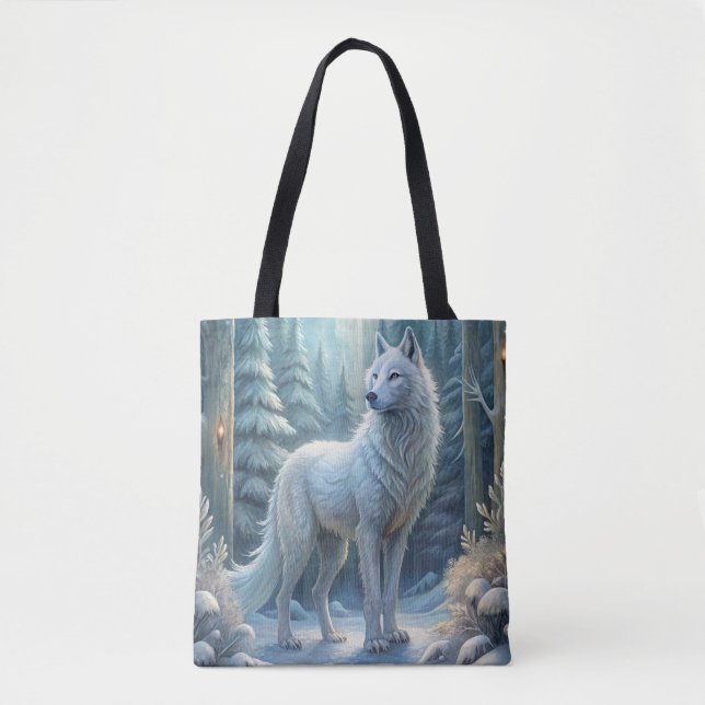 Bolso De Tela Un Hermoso Lobo Blanco (Anverso)