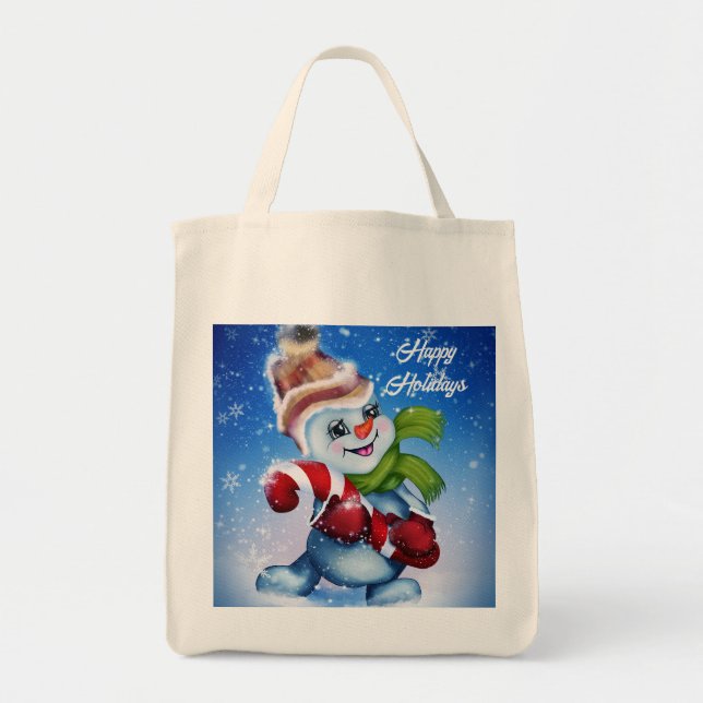 Bolso De Tela Un hombre de nieve festivo (Frente)