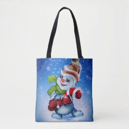 Bolso De Tela Un hombre de nieve festivo