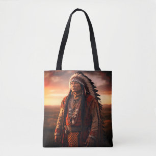 Bolso De Tela Un jefe indio americano nativo en un hombro
