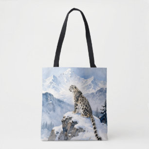 Bolso De Tela Un leopardo de las nieves en pico nevado