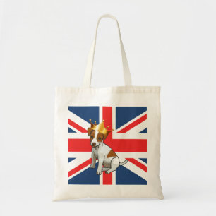Bolso De Tela Un lindo Jack Russell con una corona y un gato de 
