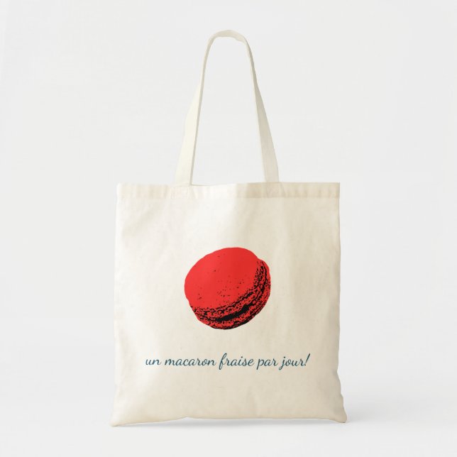 Bolso De Tela un macaron fraise par jour! (Frente)
