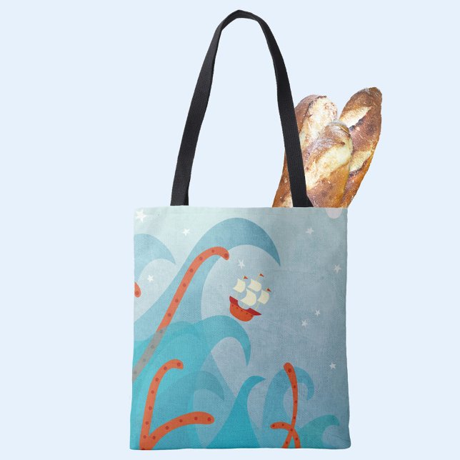 Bolso De Tela Un mal día para la navegación náutica (Sailing boat and sea monster fun tote bag)