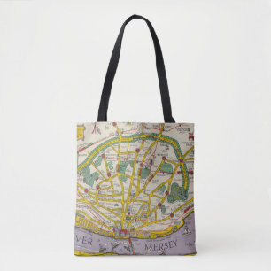 Bolso De Tela Un mapa de Merseyside, Liverpool