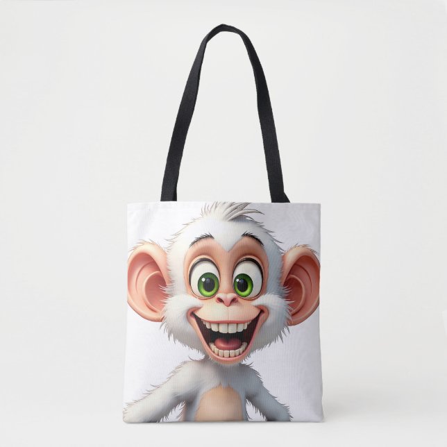 Bolso De Tela Un mono africano blanco sonriente (Anverso)