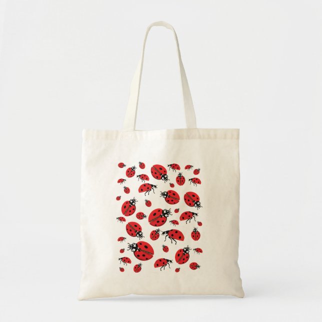 Bolso De Tela Un montón de patrones de suerte de Ladybugs (Frente)