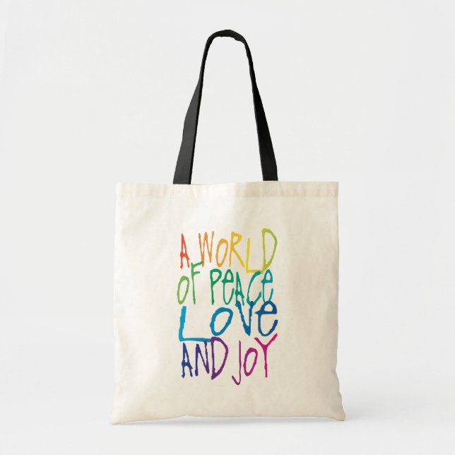 Bolso De Tela Un mundo de paz, amor y alegría (Frente)