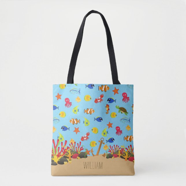 Bolso De Tela Un niño lindo bajo el mar (Anverso)