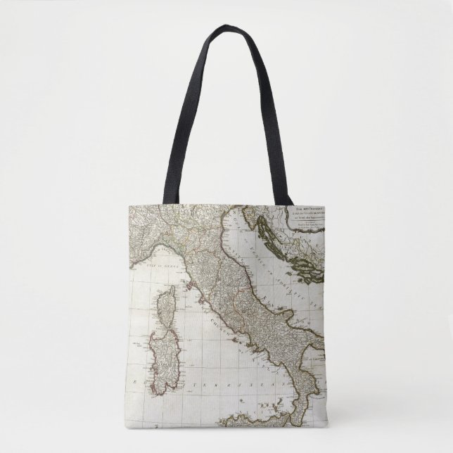 Bolso De Tela Un nuevo mapa de Italia con las islas de Sicilia (Anverso)