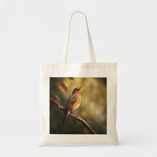 Bolso De Tela Un pájaro cantando por la mañana (Frente)