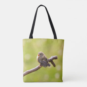 Bolso De Tela Un pájaro lindo cantando alegremente en un día de