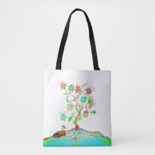 Bolso De Tela Un pato y un árbol de la vida