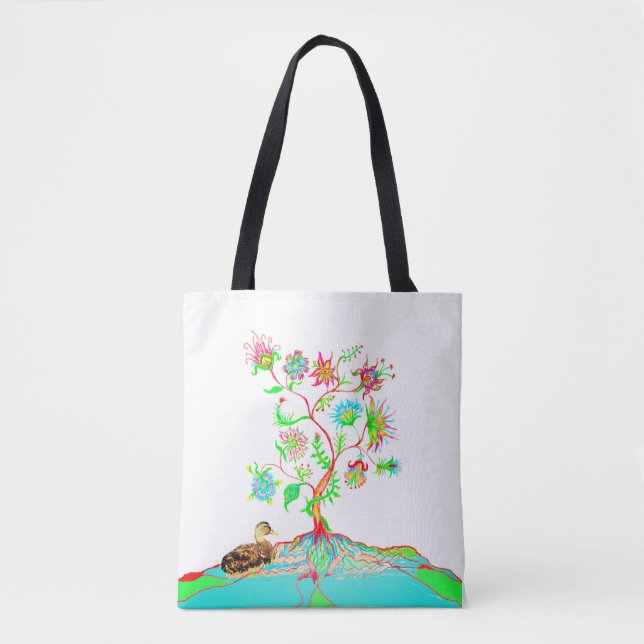 Bolso De Tela Un pato y un árbol de la vida (Anverso)