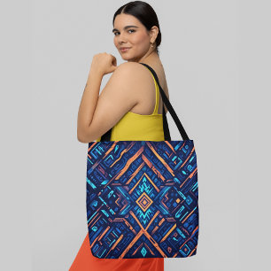 Bolso De Tela Un patrón abstracto vibrante con motivos de diaman