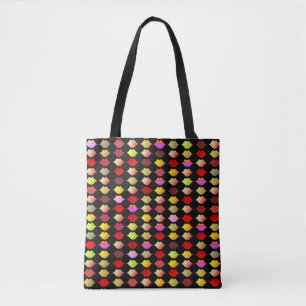 Bolso De Tela un patrón de labios de color. bocas coloridas
