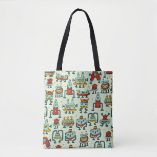 Bolso De Tela Un patrón de robots - extraterrestres. ilustracion