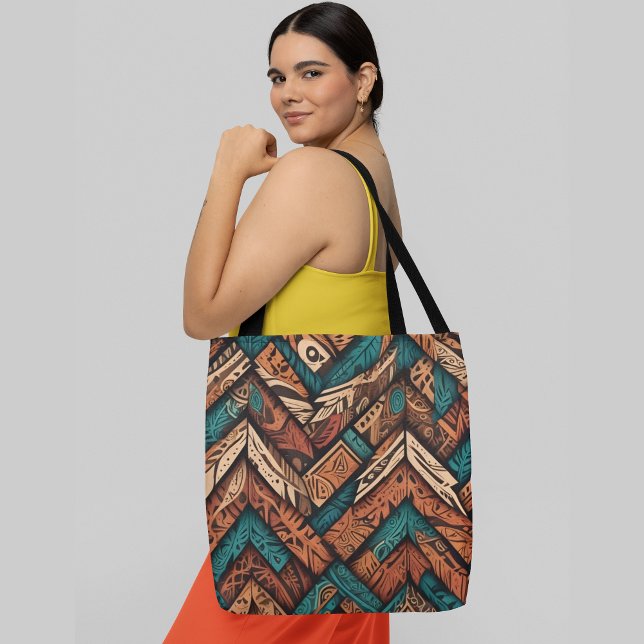 Bolso De Tela un patrón intrincado vibrante que se superpone geo (Subido por el creador)