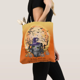 BOLSO DE TELA UN PEQUEÑO GATO NEGRO VA CON TODO EL MEDIO.