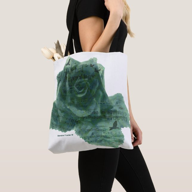 Bolso De Tela Un Pequeño Pájaro Me Dijo Rosa (Detalle)