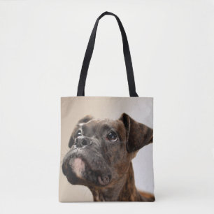 Bolso De Tela Un perrito Brindle del boxeador que mira para
