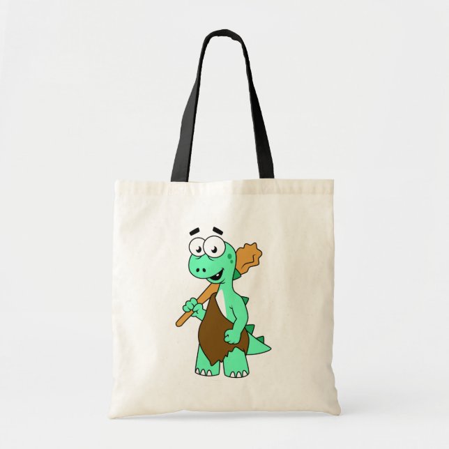 Bolso De Tela Un Personalizado Tyrannosaurus Rex Caveman. (Frente)
