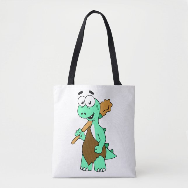 Bolso De Tela Un Personalizado Tyrannosaurus Rex Caveman. (Anverso)
