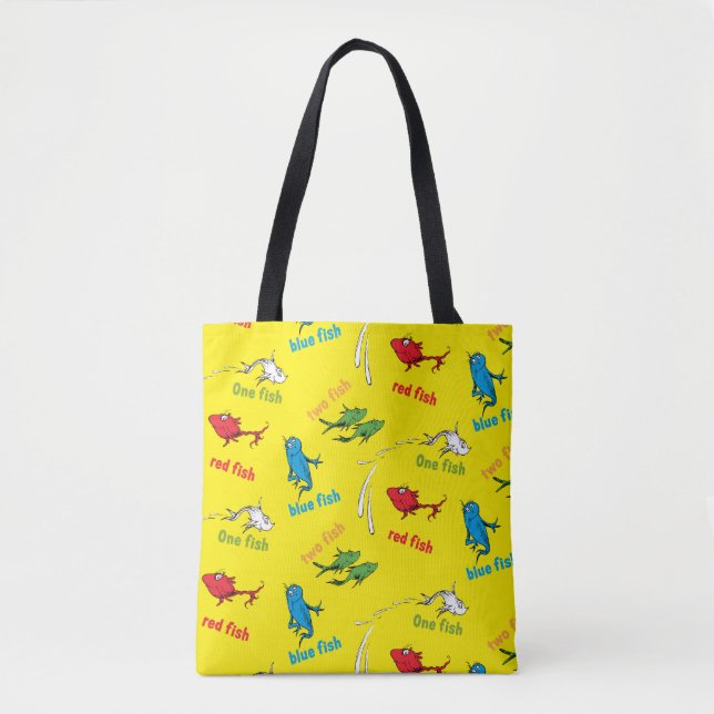 Bolso De Tela Un pez dos peces patrón amarillo (Anverso)