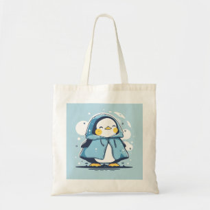 Bolso De Tela Un pingüino kawaii feliz con un abrigo de lluvia