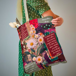 Bolso De Tela Un poema personalizado floral bohemio caprichoso