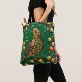Bolso De Tela Un stencil de un perdiz en un peral al estilo reco