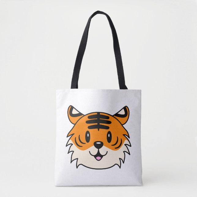 Bolso De Tela Un tigre Personalizado sonriente y agudo (Anverso)